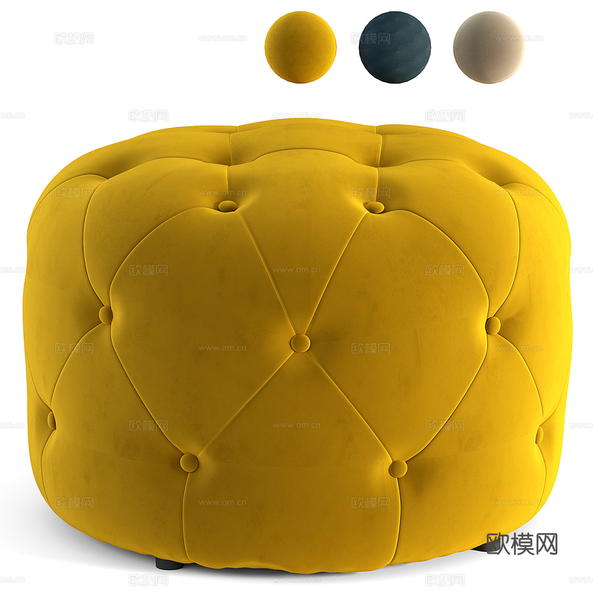 现代意式 Hampton 布艺沙发凳3d模型