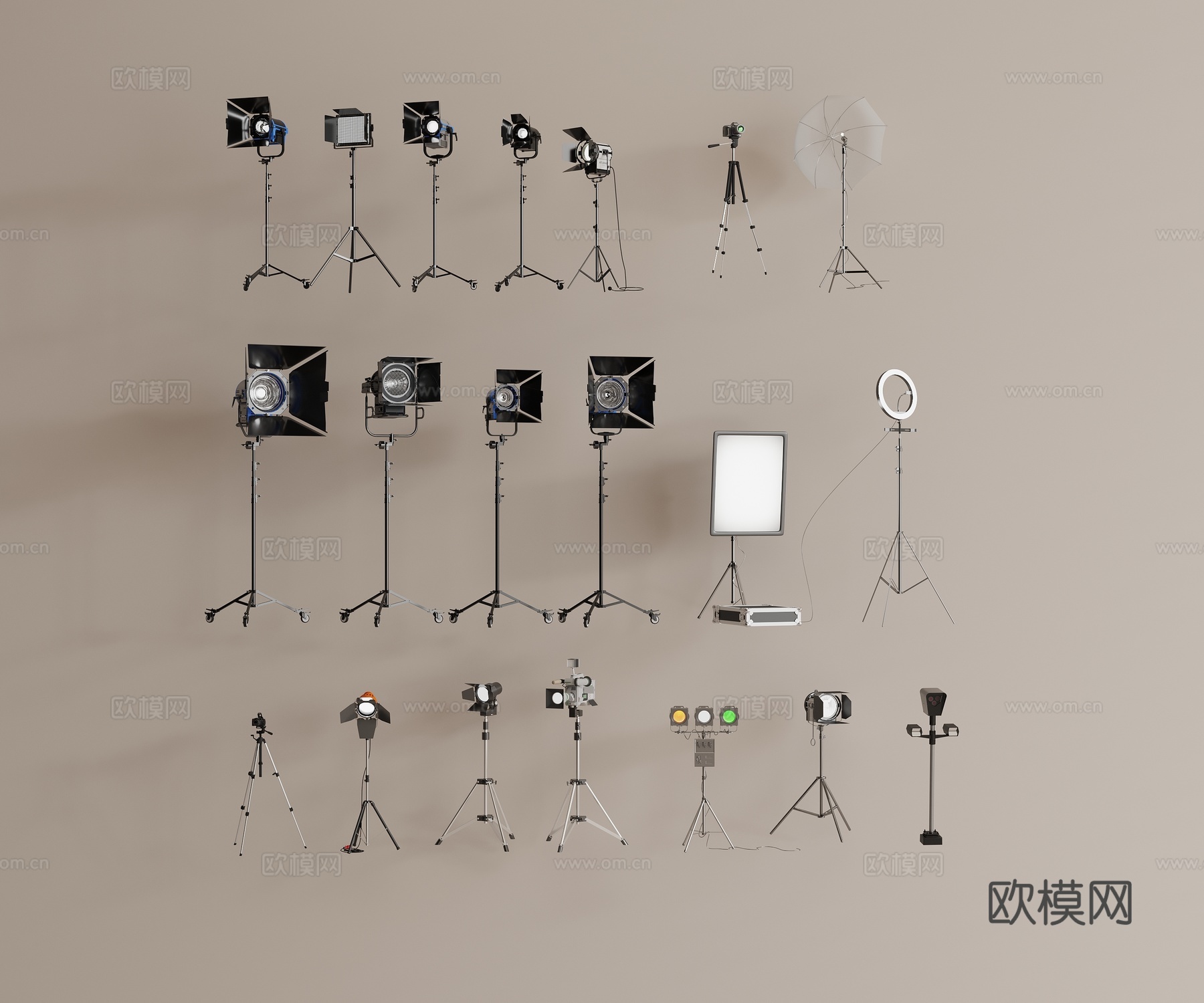 摄影棚灯具 补光灯具 摄影器材su模型