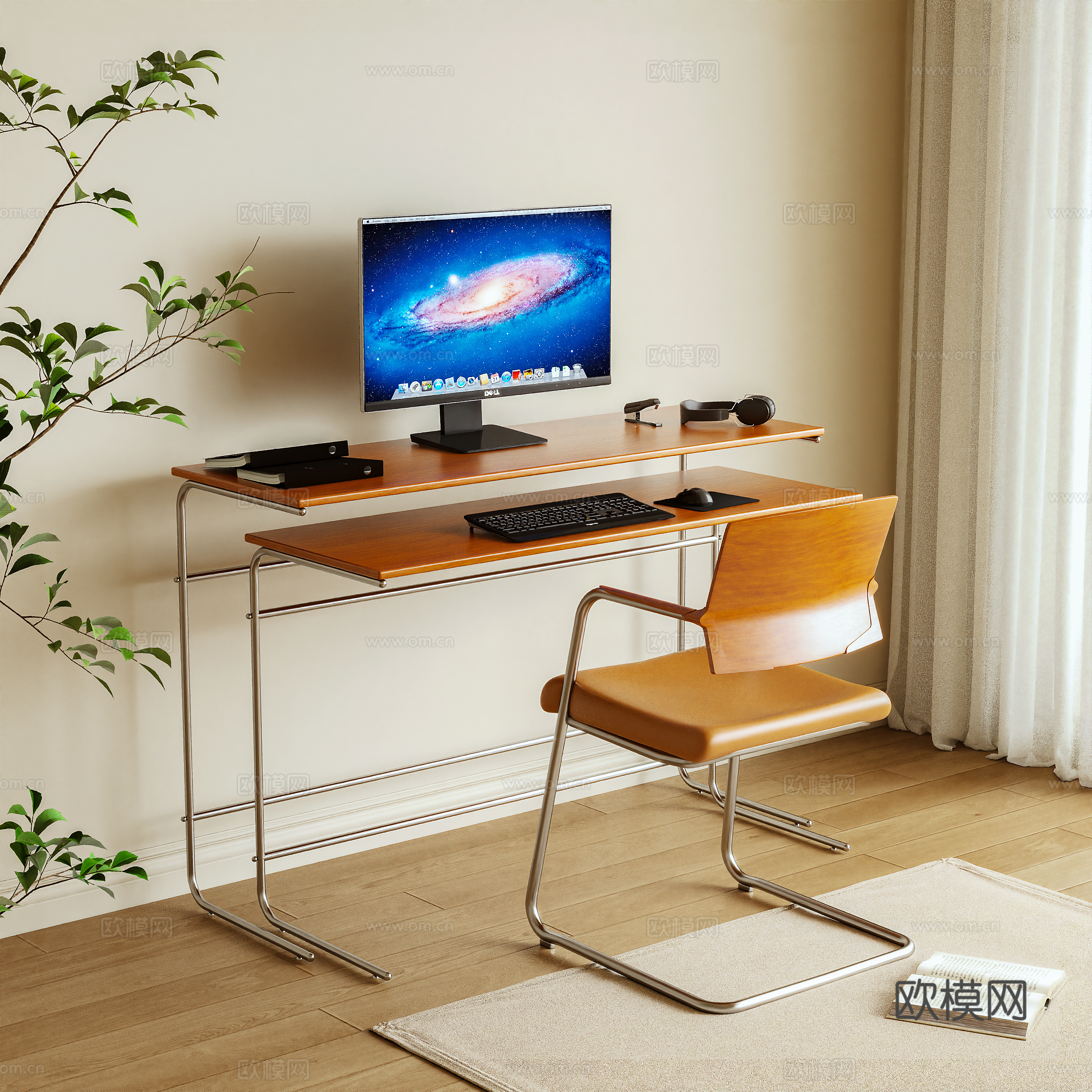 书桌 电脑桌3d模型
