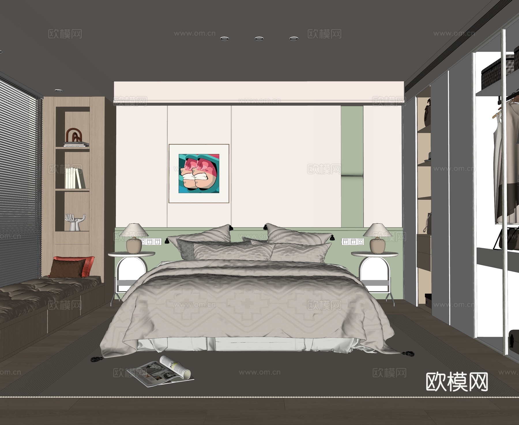 现代卧室su模型