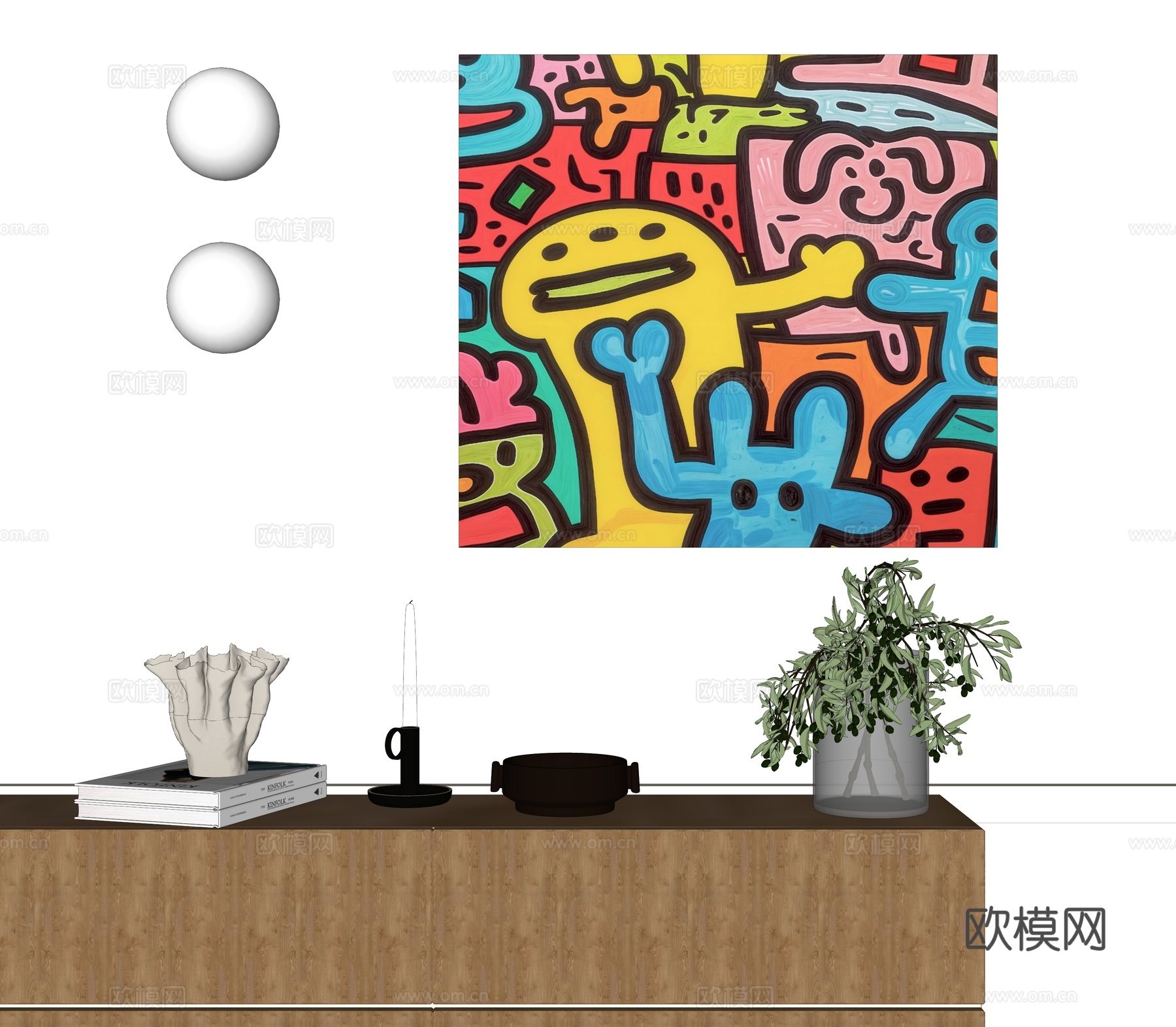 现代多巴胺挂画su模型