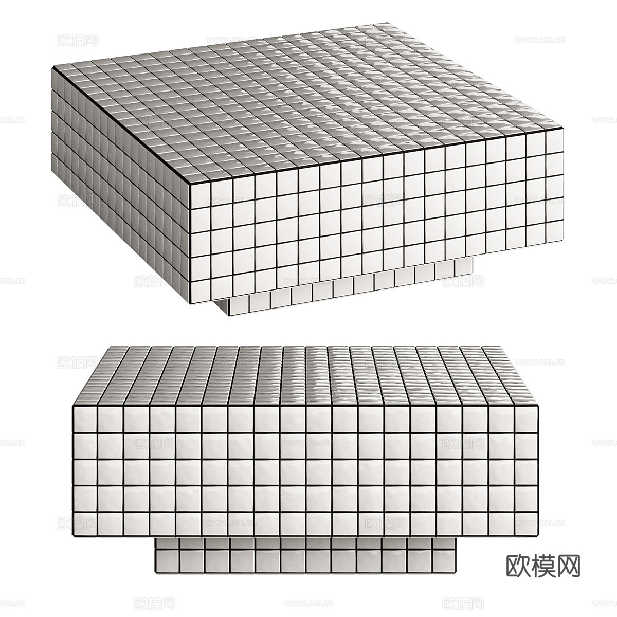 现代意式极简方形马赛克茶几 咖啡桌3d模型