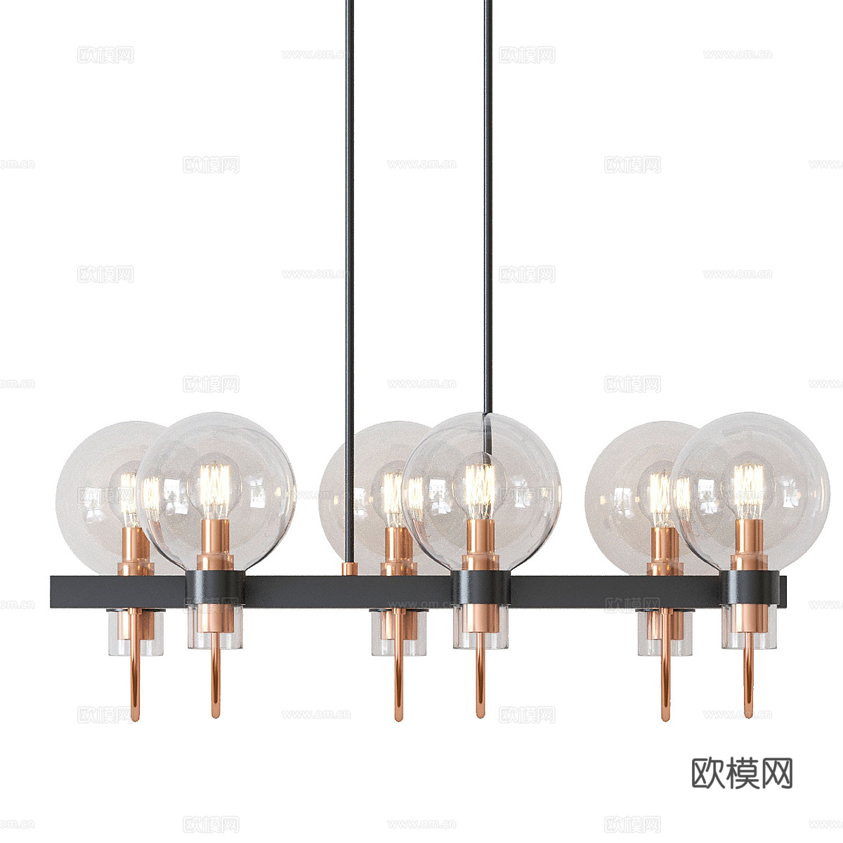 现代轻奢多头黄铜装饰吊灯3d模型
