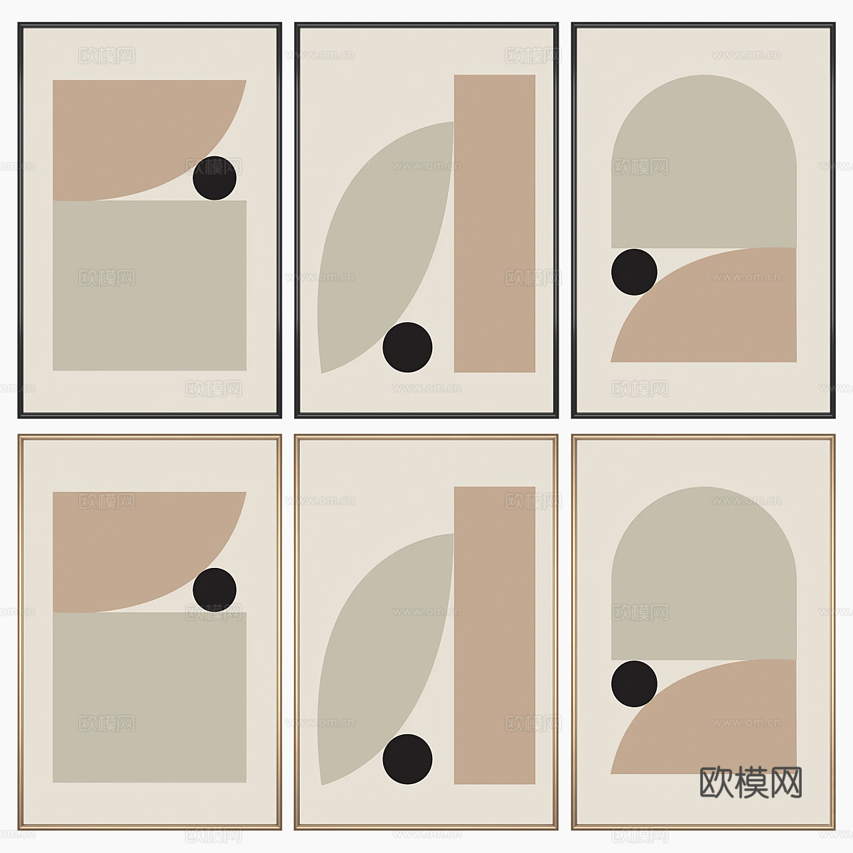 现代奶油风装饰挂画3d模型