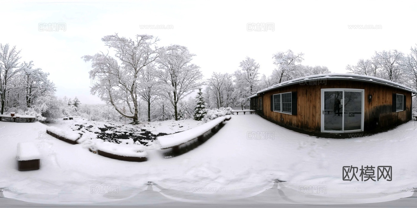 北欧 户外 冬天 雪天景色HDR