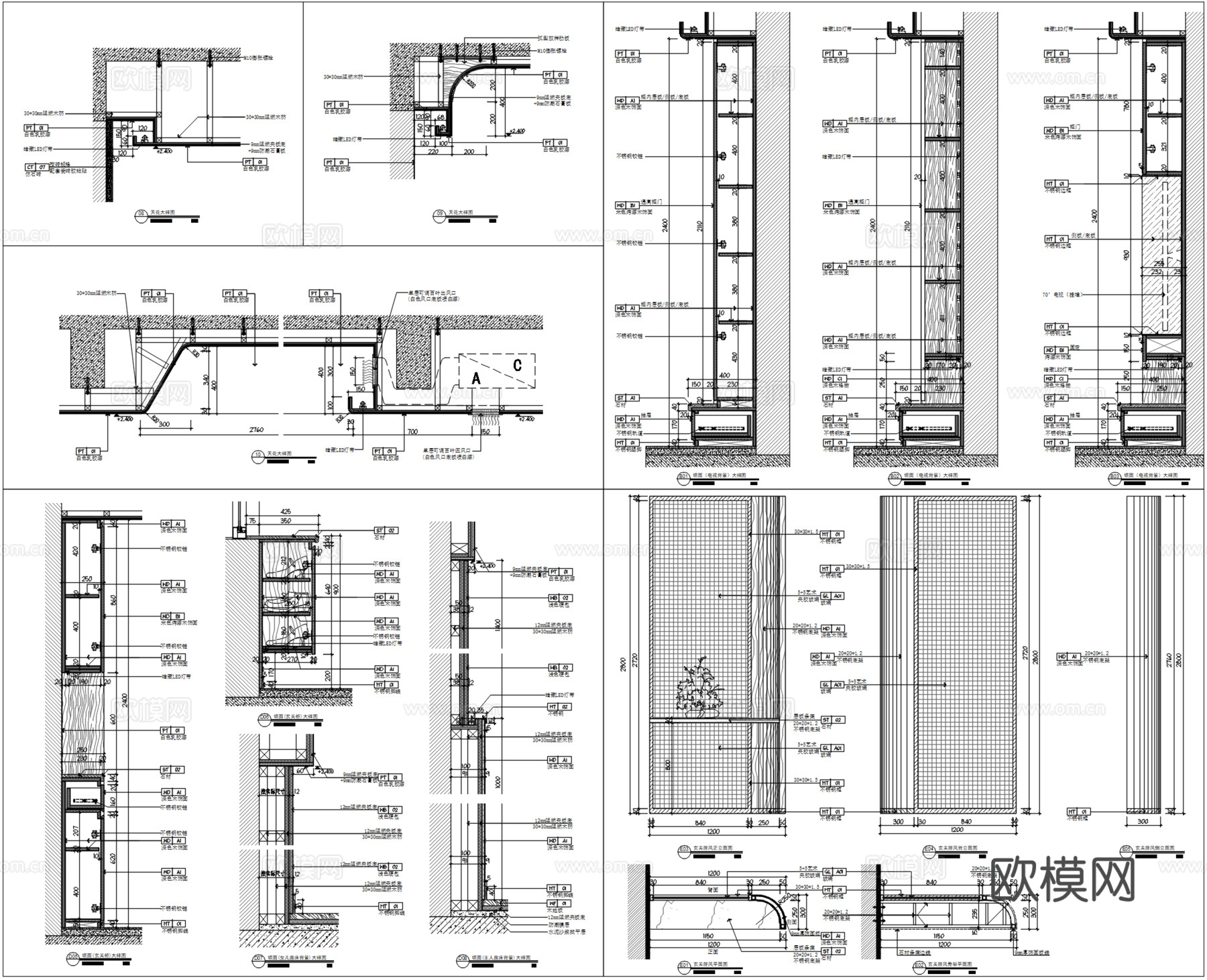 佛山万科金御华府170m²复式样板间丨全套施工图丨效果图cad施工图