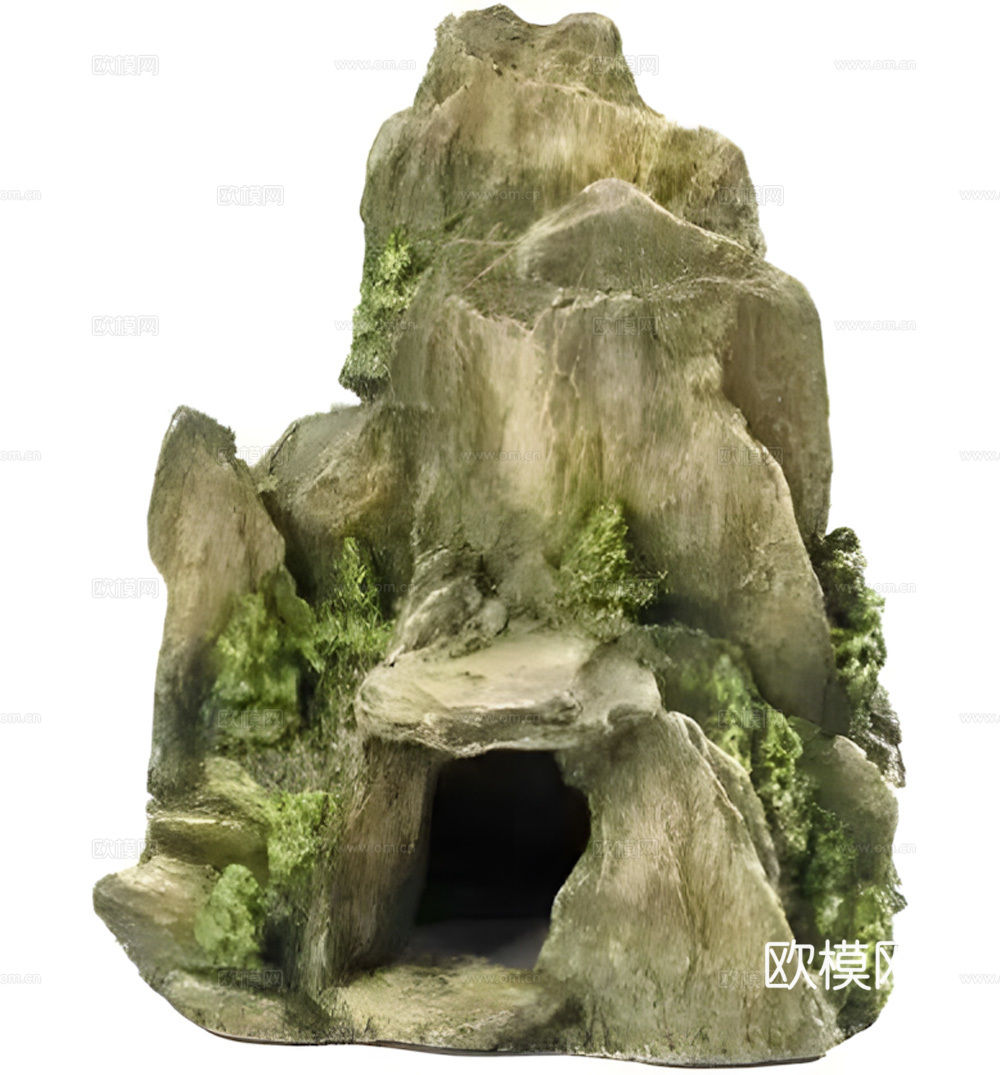 假山 石头 绿植3d模型