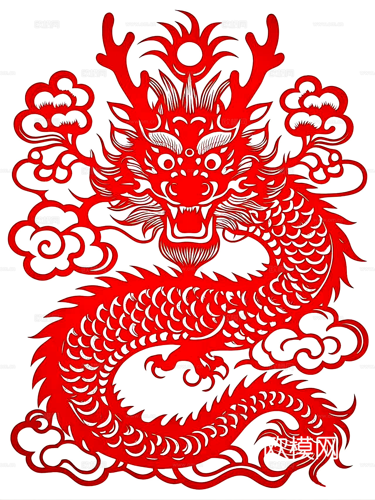 民俗剪纸窗花装饰画 龙