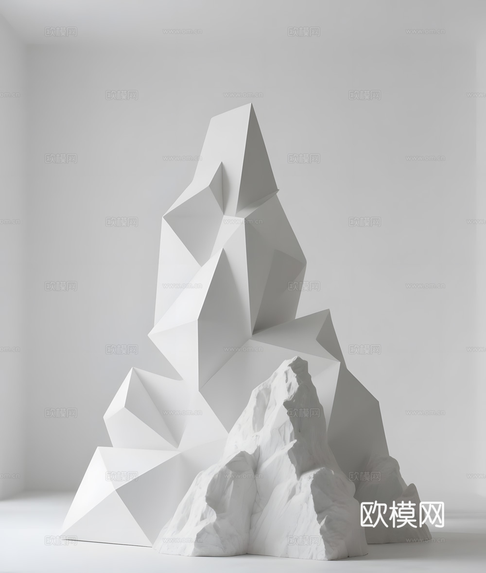 假山 石头 绿植su模型