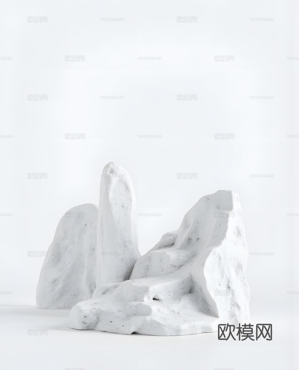 假山 石头 绿植3d模型