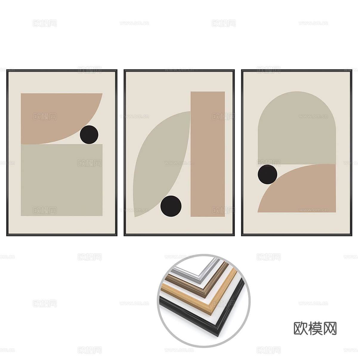 现代奶油风装饰挂画3d模型