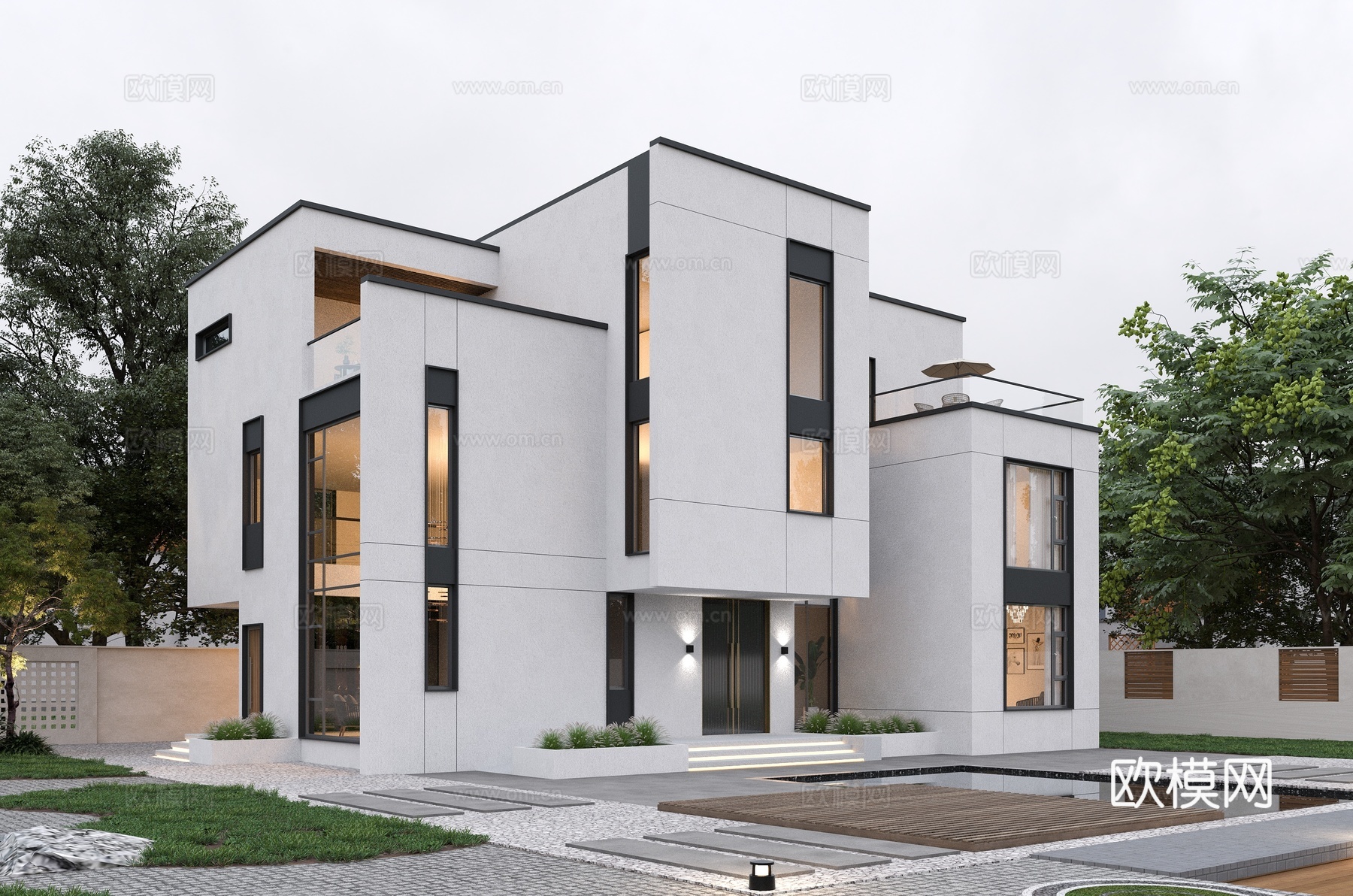 现代别墅建筑外观3d模型