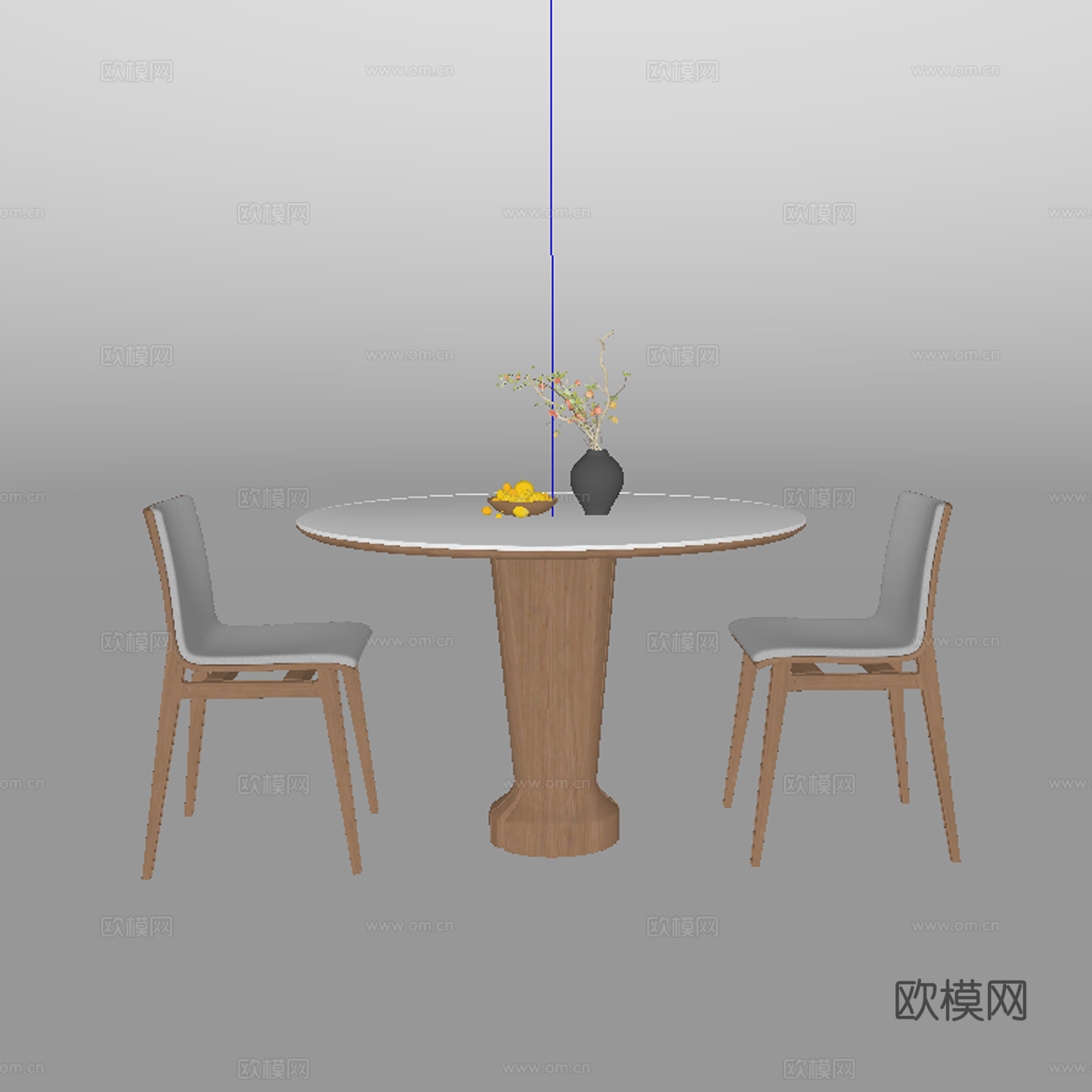 现代中古风餐桌椅su模型