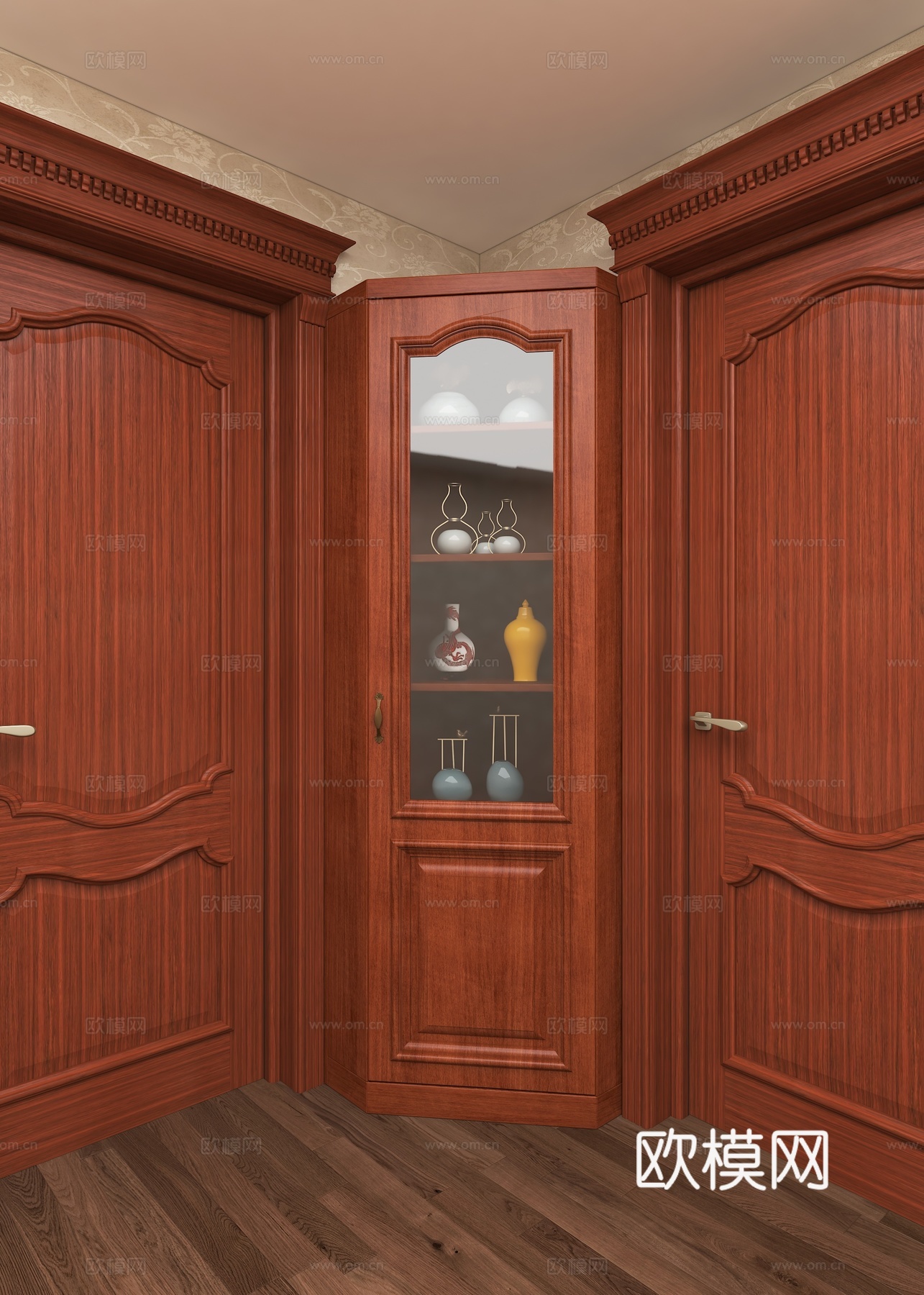 全屋定制 简欧转角柜 钻石柜 简欧门3d模型