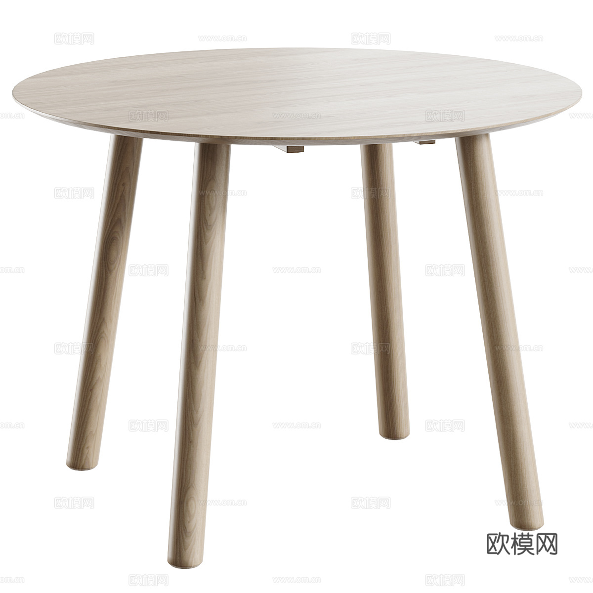 现代北欧原木风圆餐桌3d模型