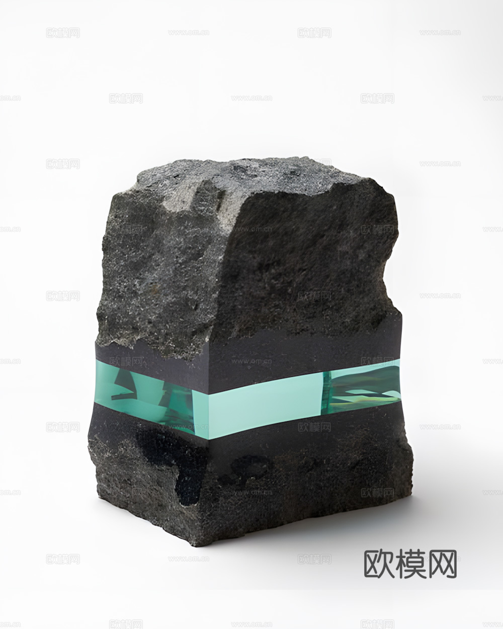 假山 石头 绿植3d模型