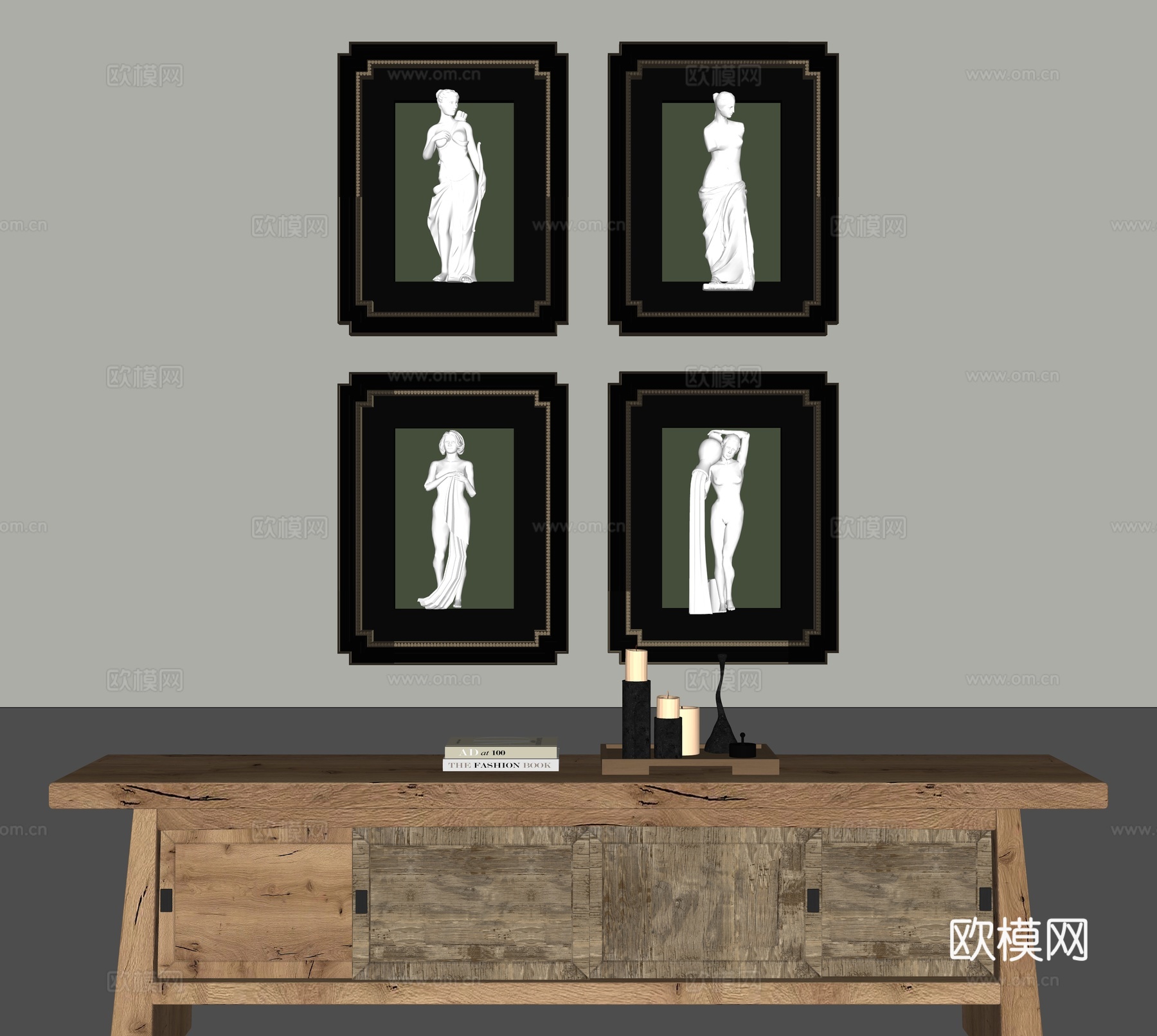 欧式立体墙饰挂画su模型