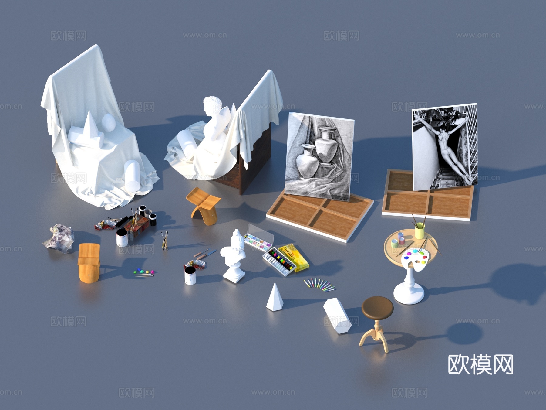 颜料 画具 美术器材3d模型