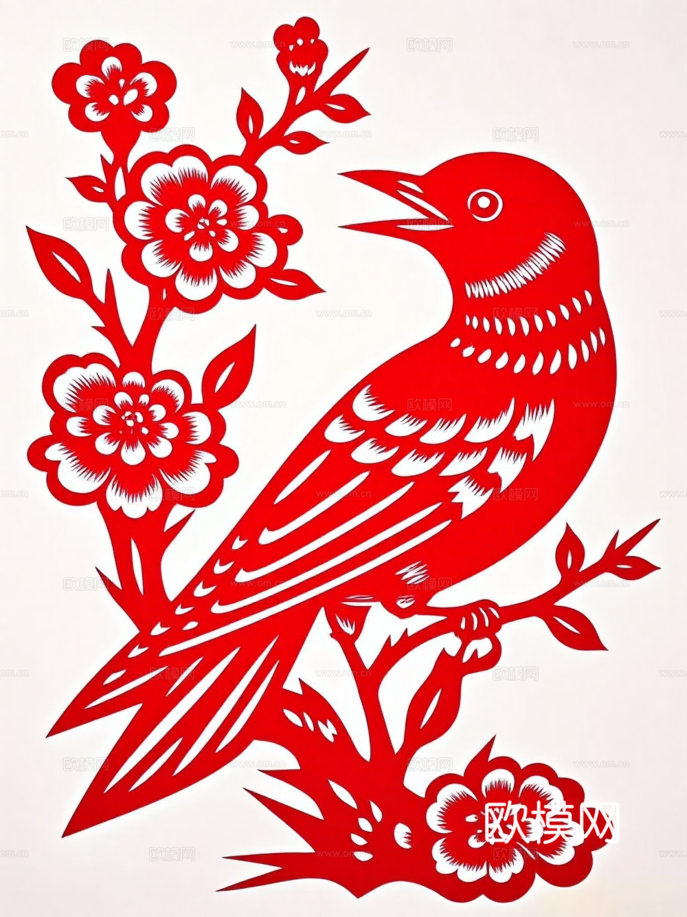 民俗剪纸窗花装饰画 花鸟