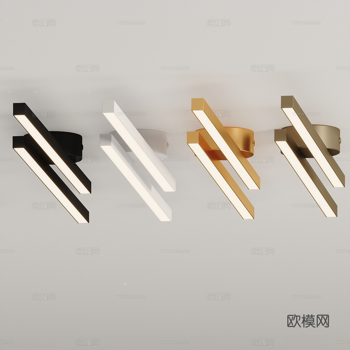 现代轻奢极简长条吸顶灯3d模型