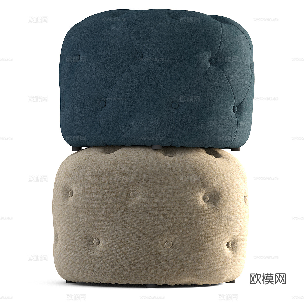 现代意式 Hampton 布艺沙发凳3d模型