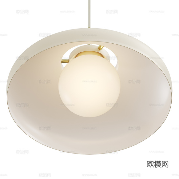 現(xiàn)代奶油風(fēng)圓盤金屬裝飾吊燈3d模型下載(渲染圖2)