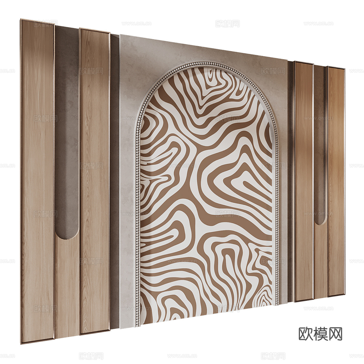 新中式中古风床头背景墙 沙发背景墙3d模型