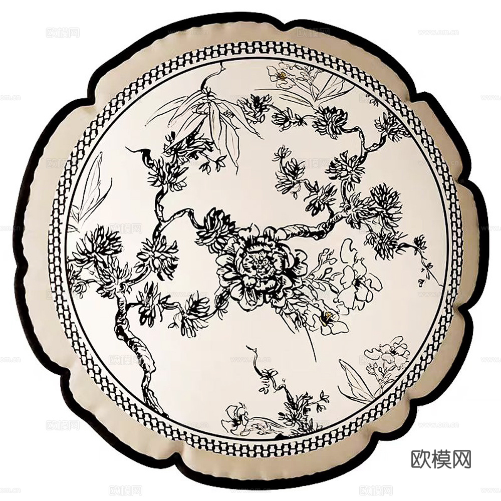 中式抱枕 枕头 印花抱枕