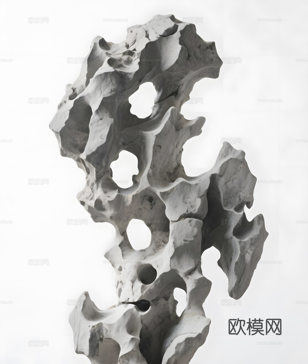 假山 石头 绿植3d模型