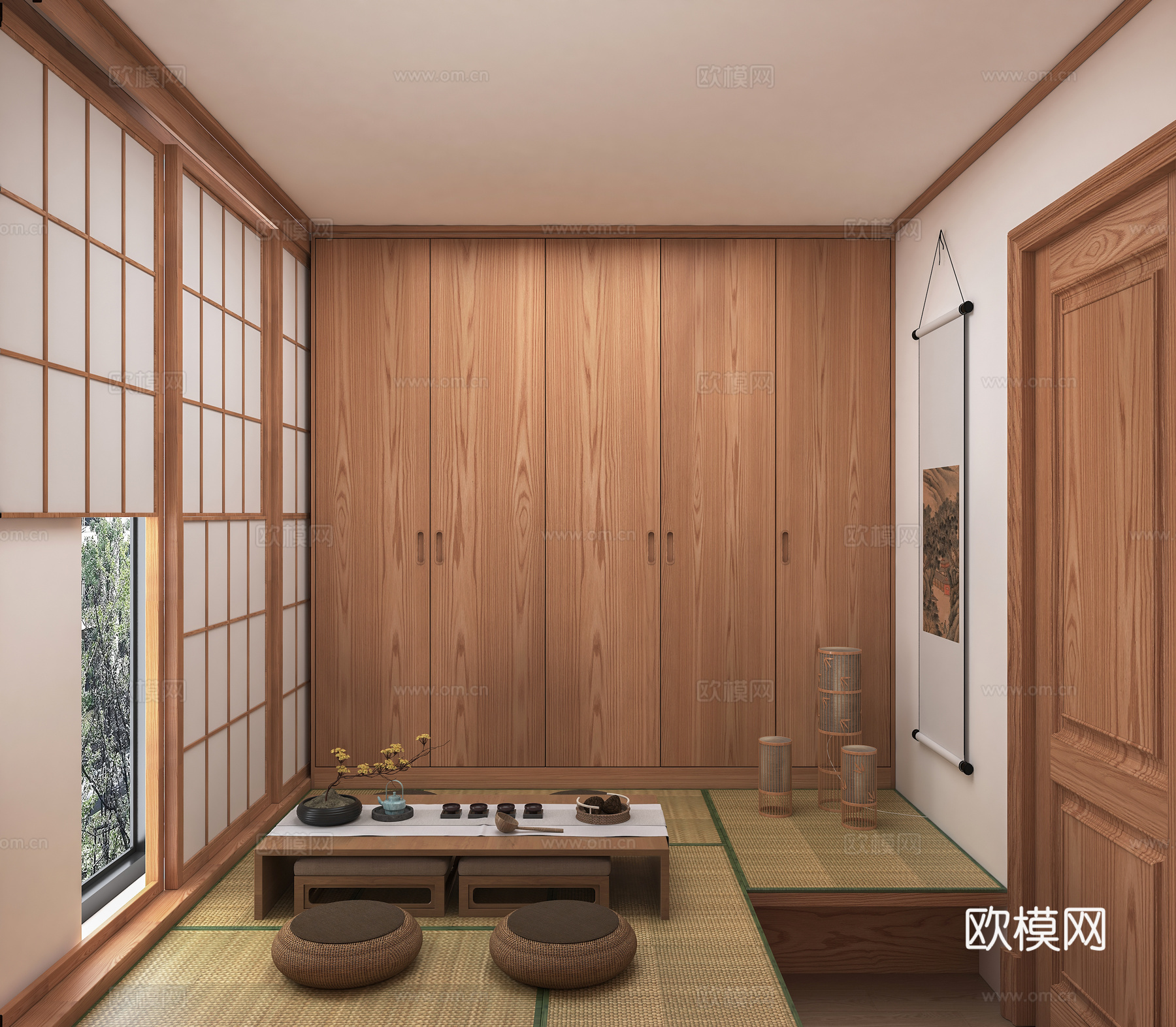 日式榻榻米茶室3d模型