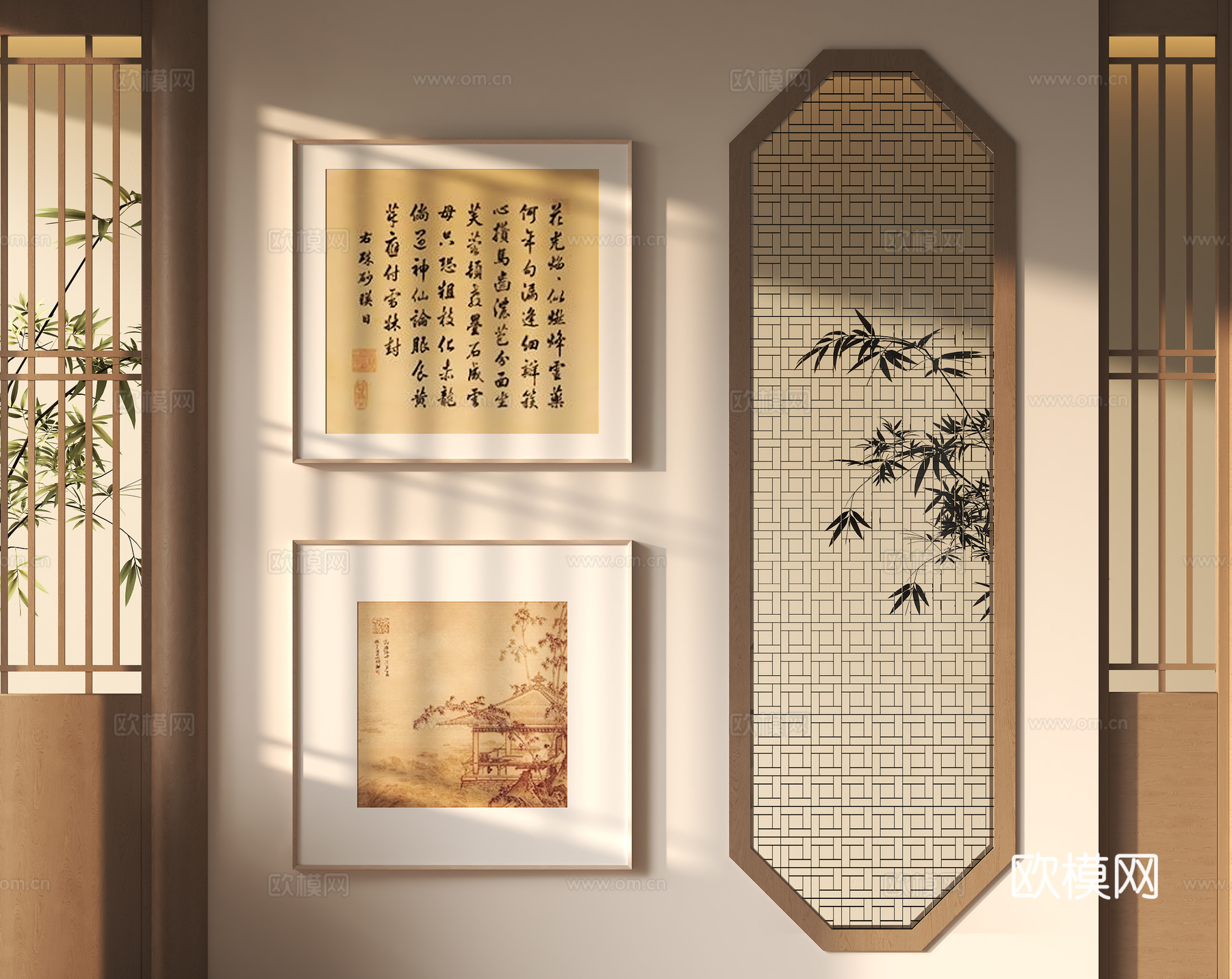 中式挂画su模型