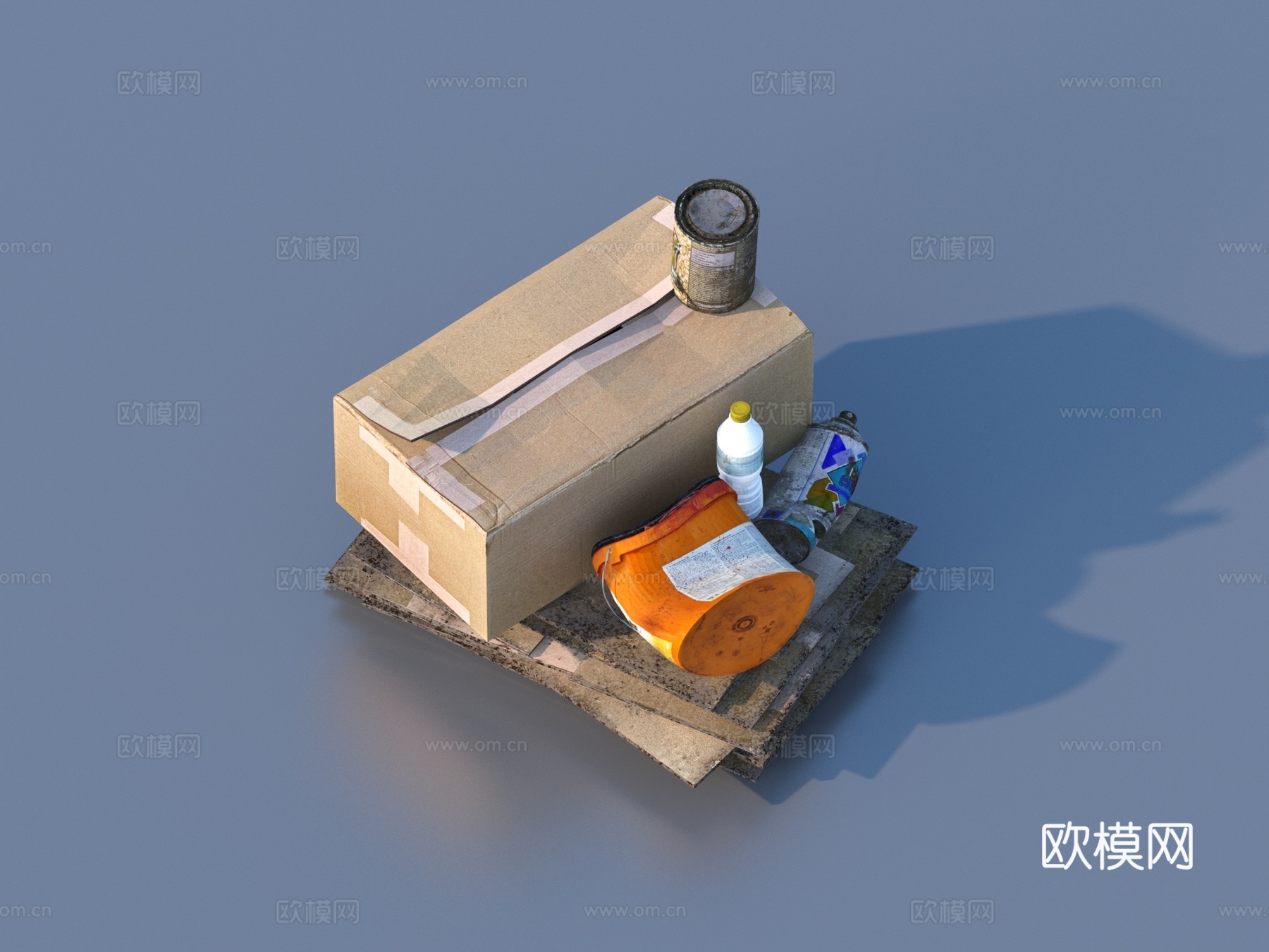 废品 纸壳箱 纸箱 纸板箱3d模型