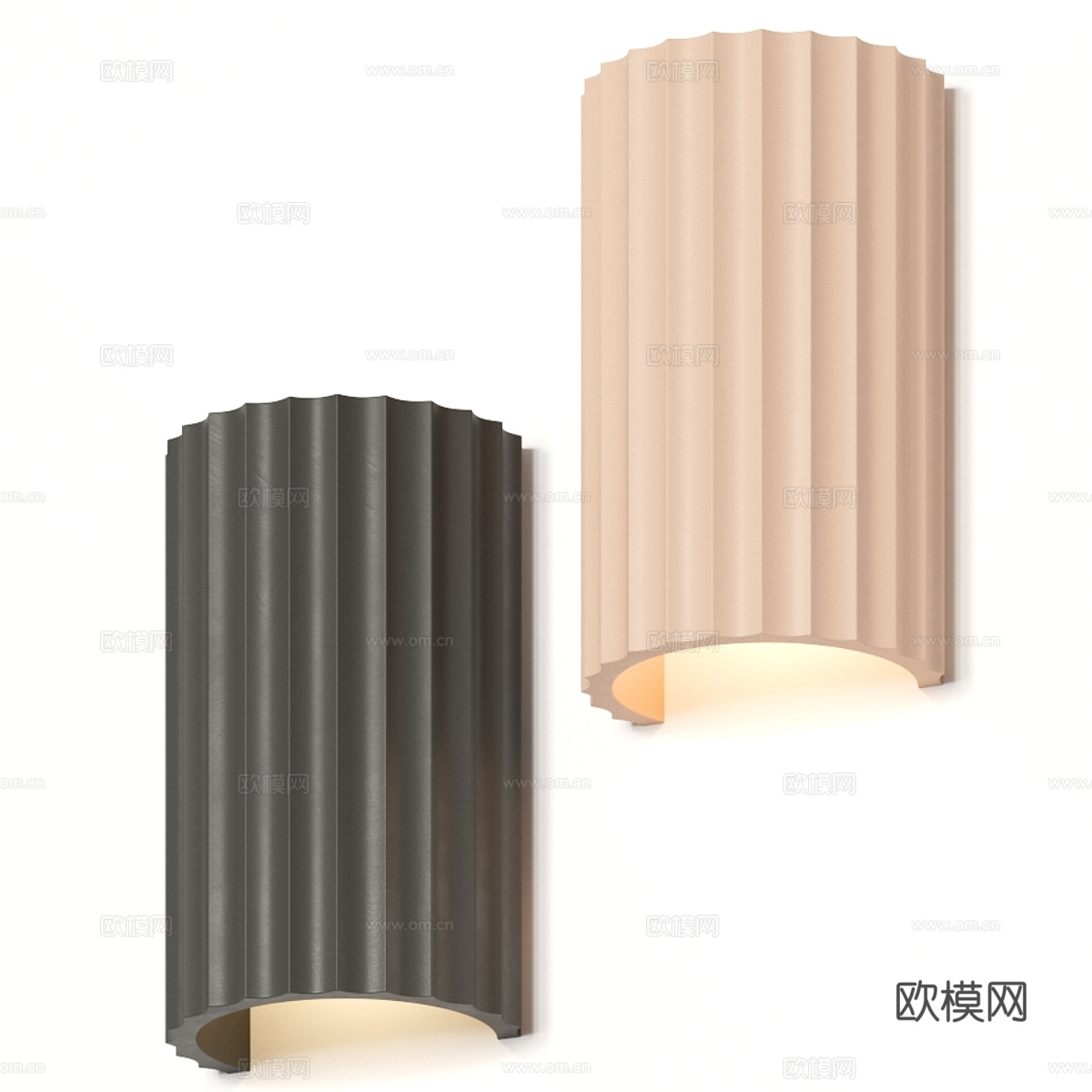 现代极简奶油风陶制装饰壁灯3d模型
