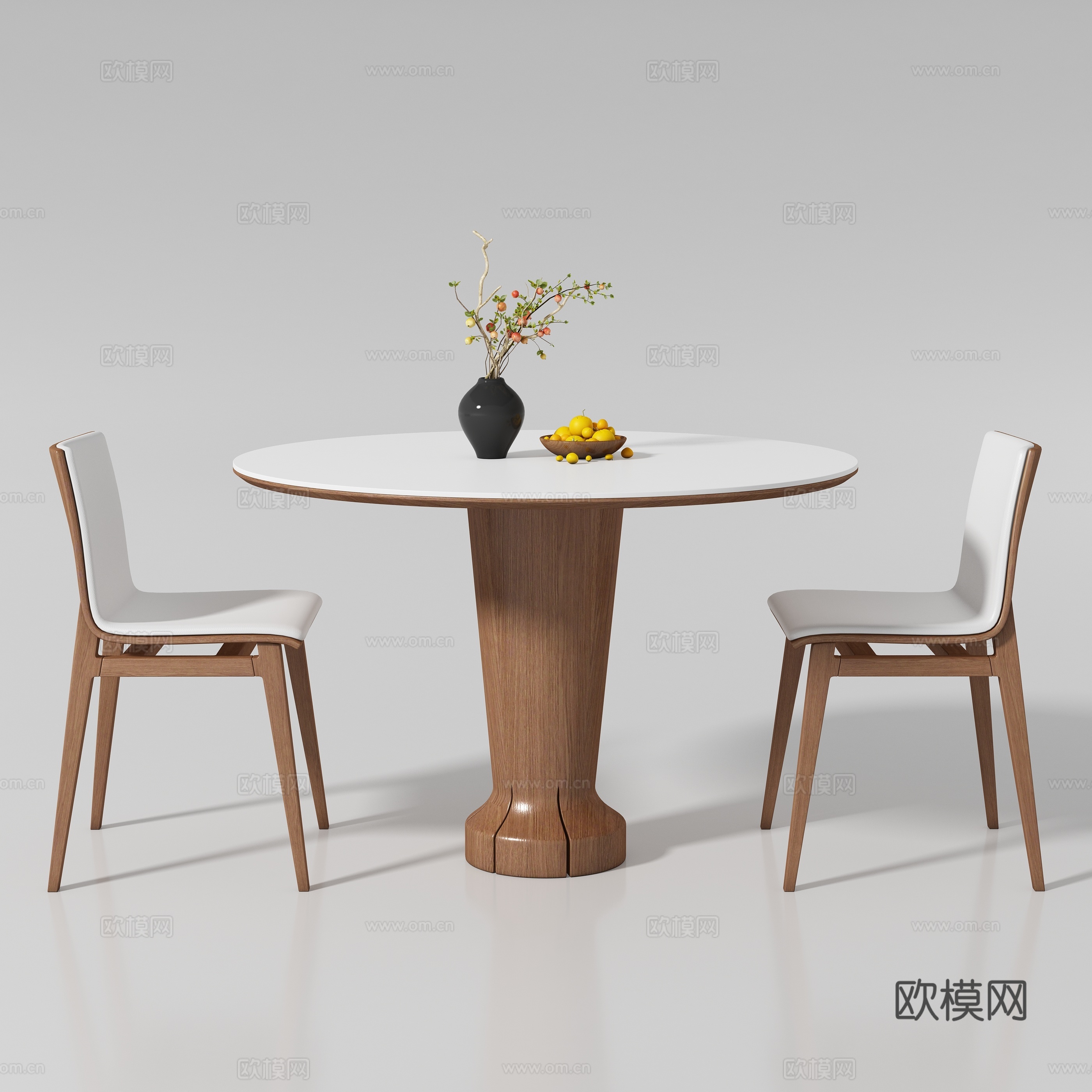 现代中古风餐桌椅su模型