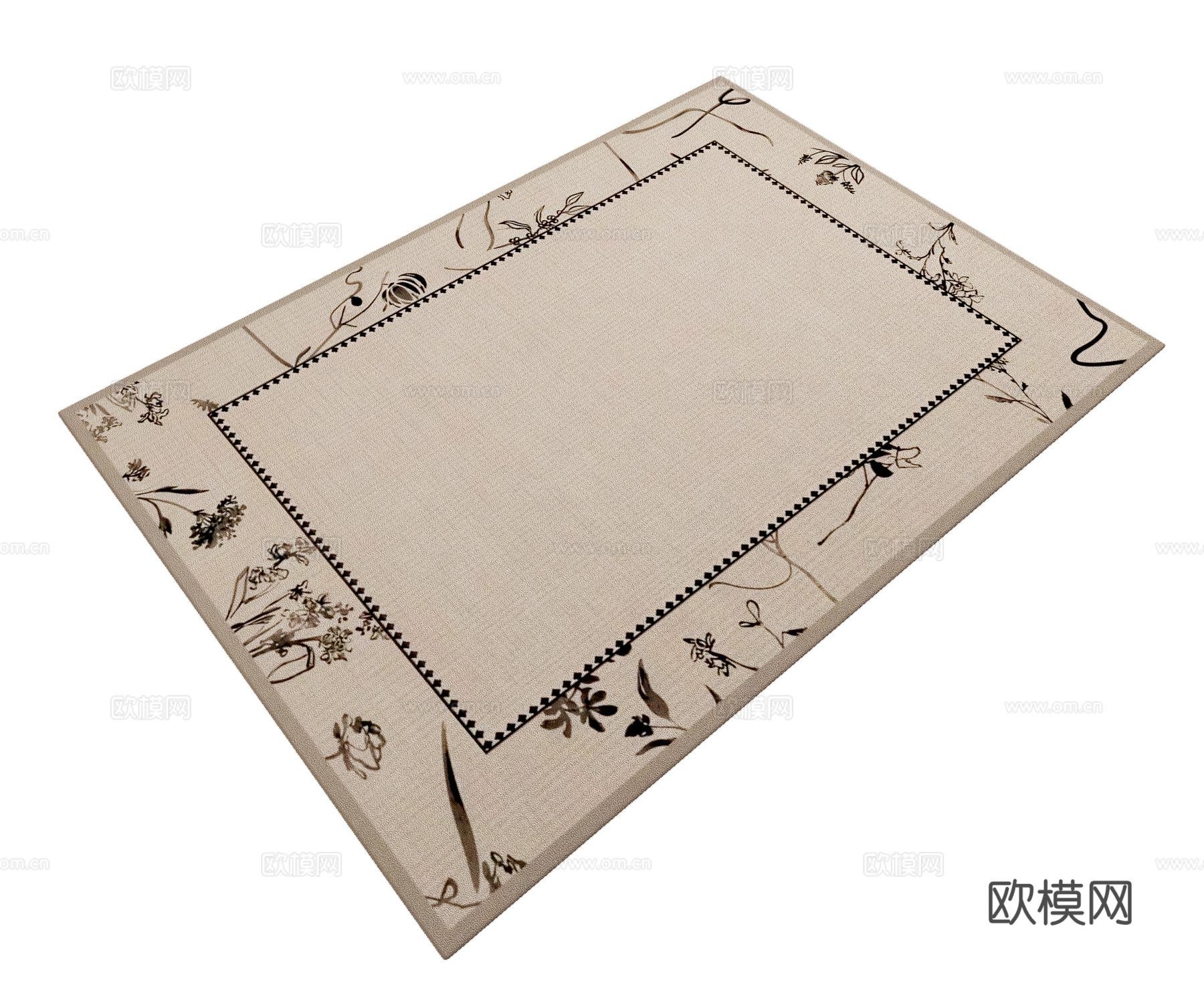 中古风客厅地毯 卧室地毯3d模型