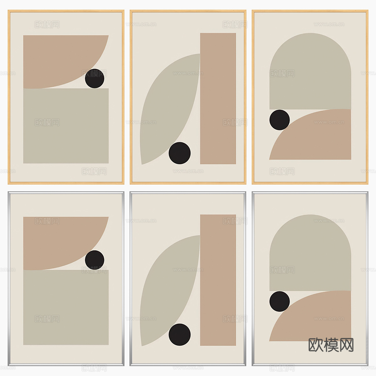 现代奶油风装饰挂画3d模型