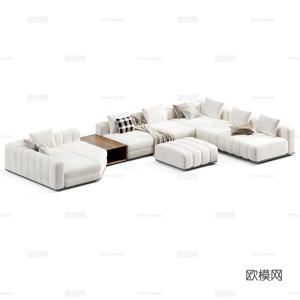 现代意式 Minotti Freeman 布艺组合沙发3d模型
