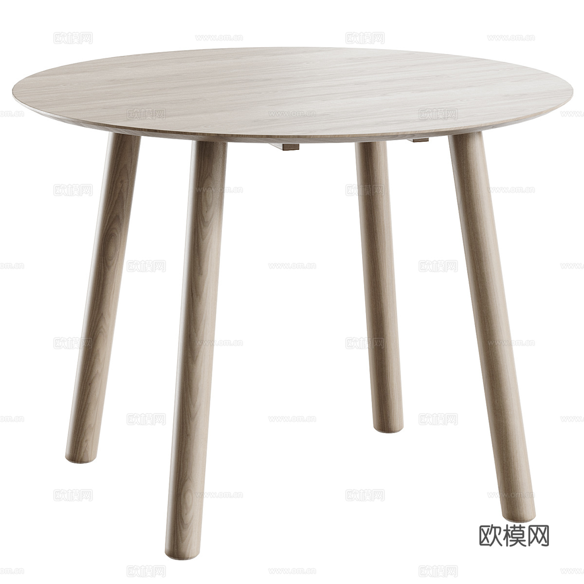 现代北欧原木风圆餐桌3d模型