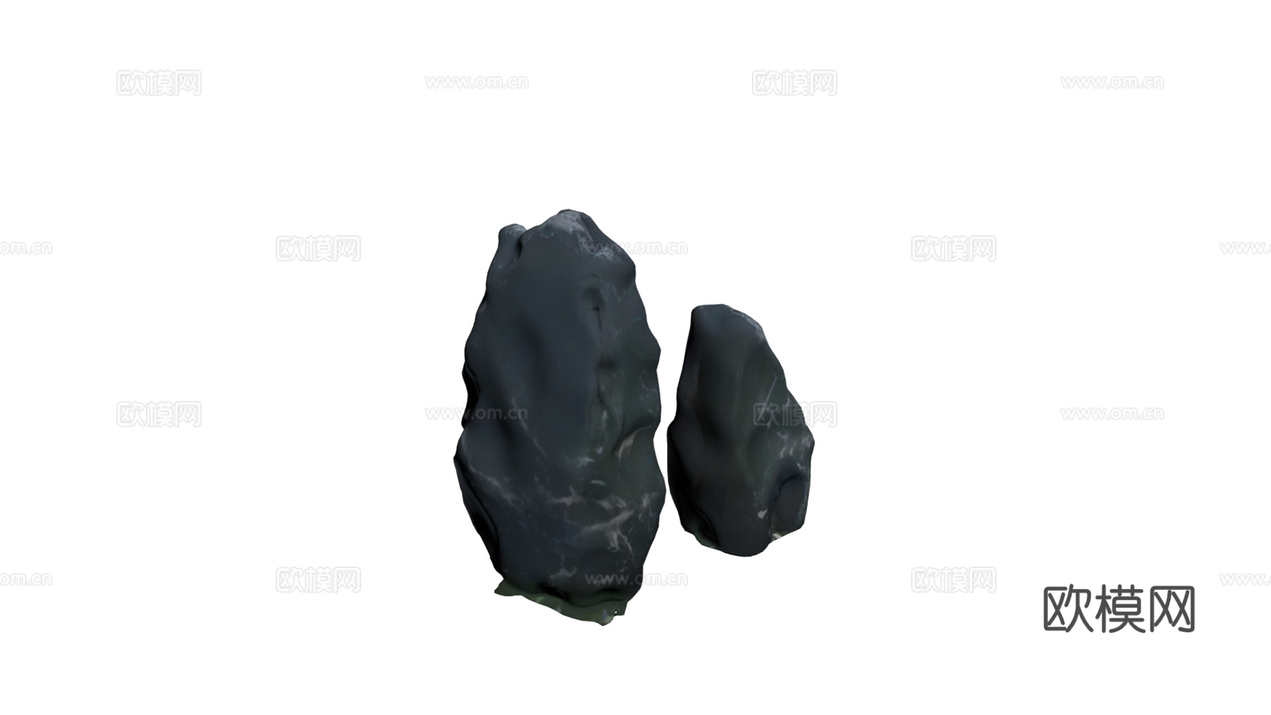 假山 石头 绿植su模型