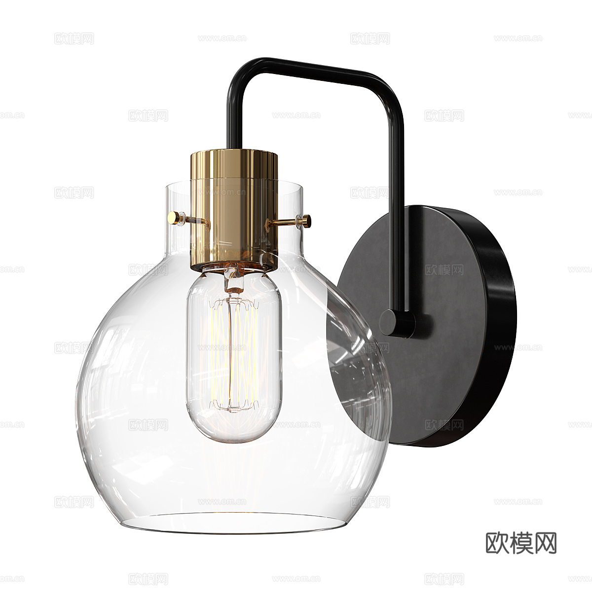 现代轻奢金属玻璃装饰壁灯3d模型