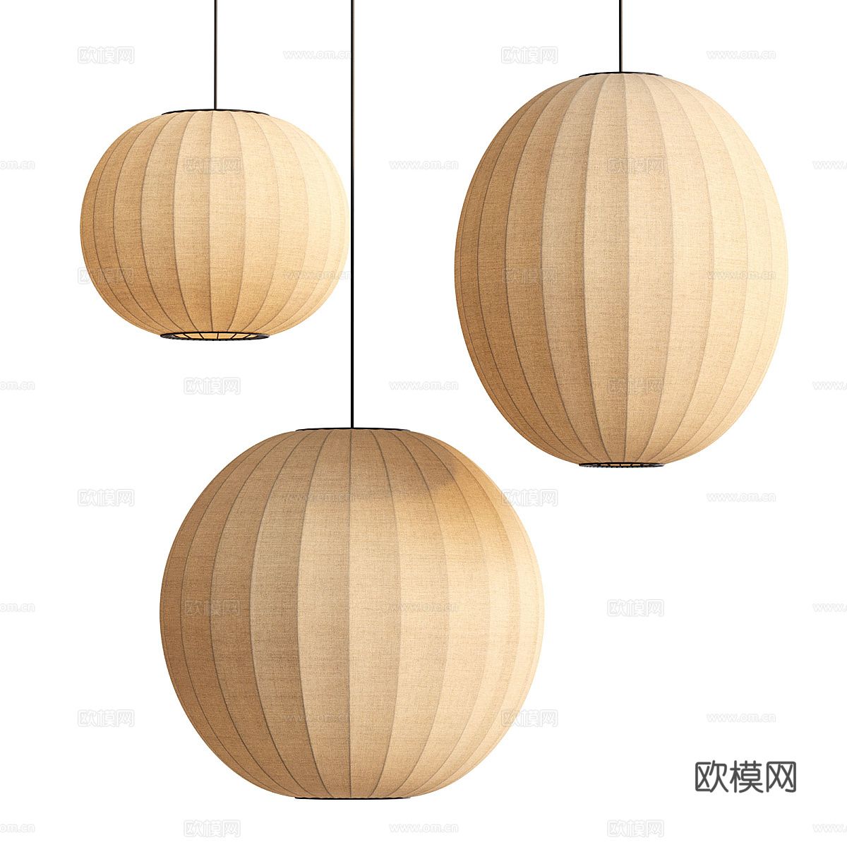 新中式布艺装饰吊灯3d模型