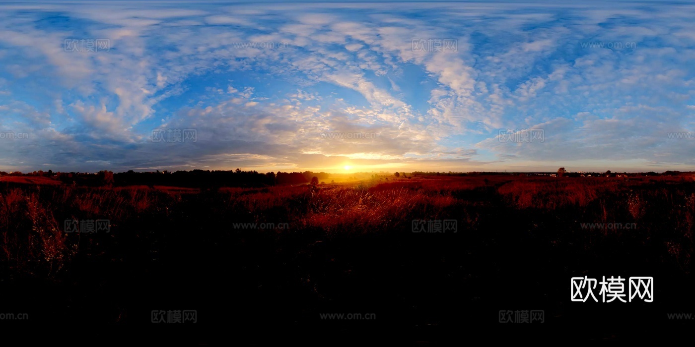 外景 晚霞 草原日落HDR