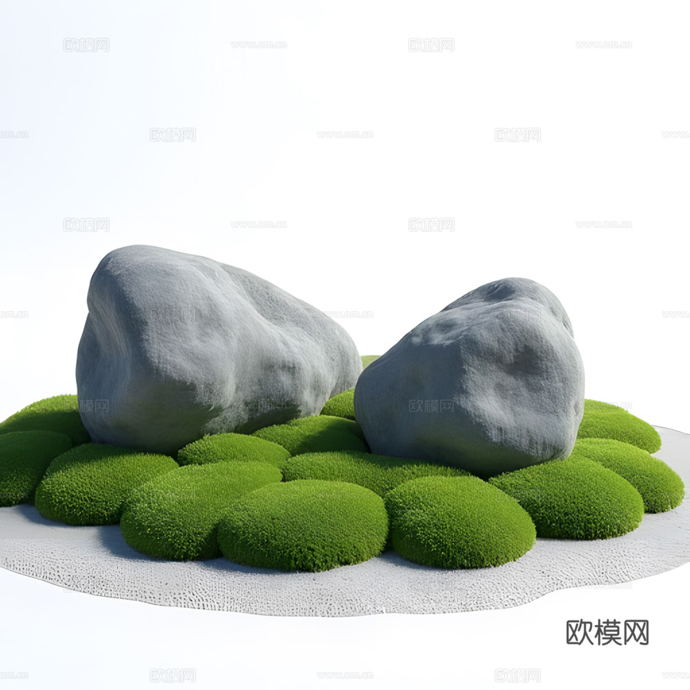 假山 石头 绿植3d模型