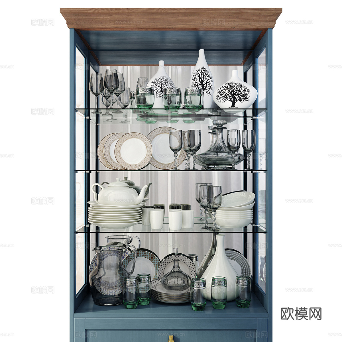 美式简约餐边柜 酒柜 高柜3d模型