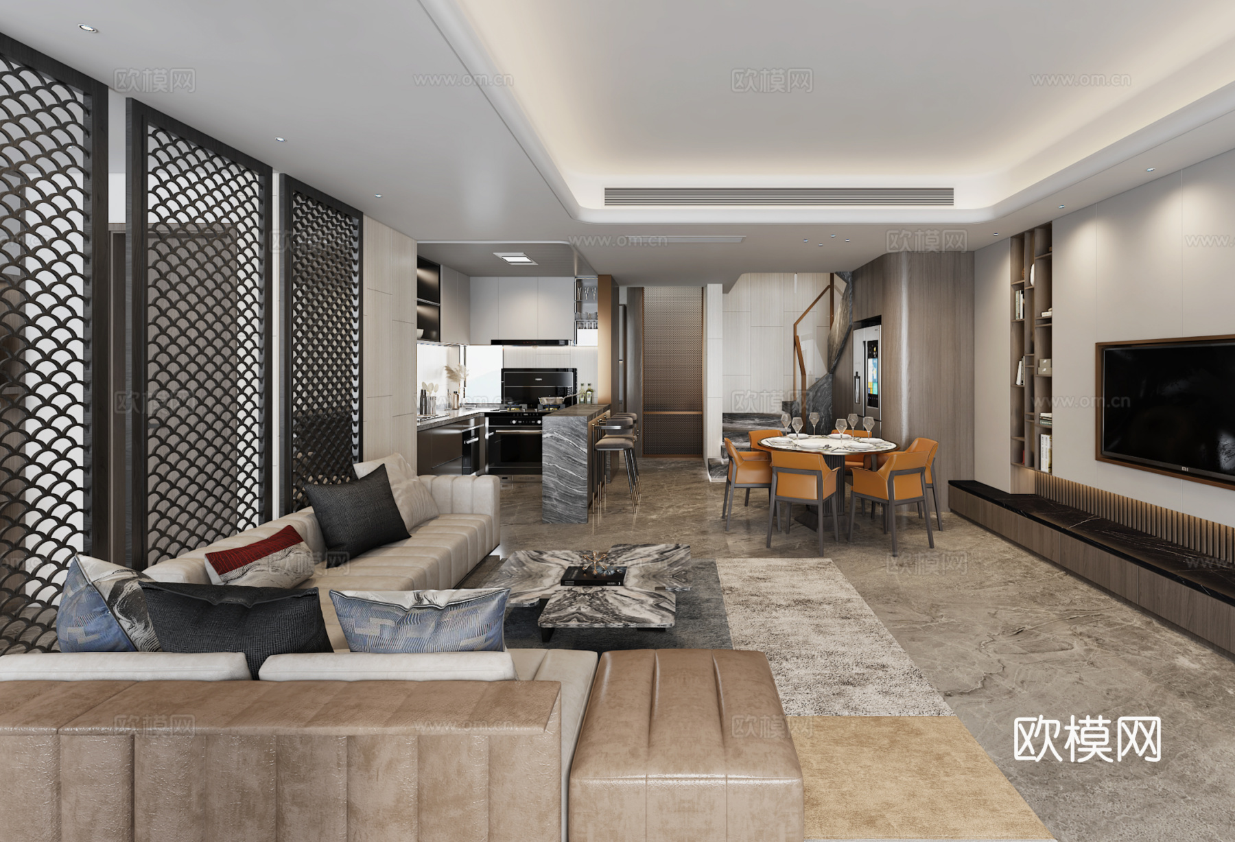 佛山万科金御华府170m²复式样板间丨全套施工图丨效果图cad施工图