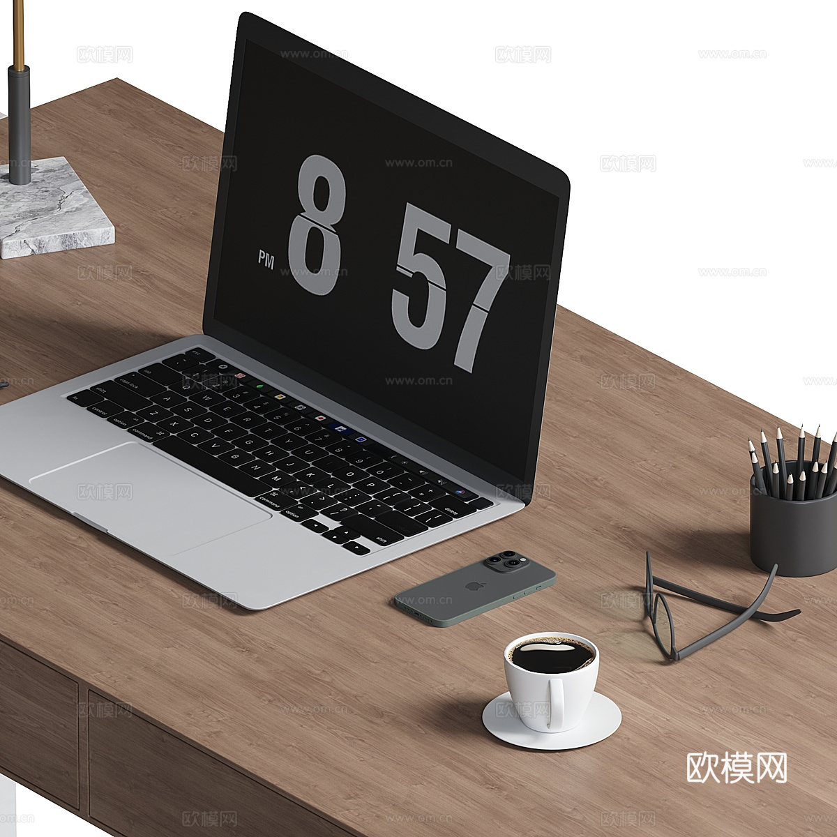 现代意式极简书桌椅3d模型