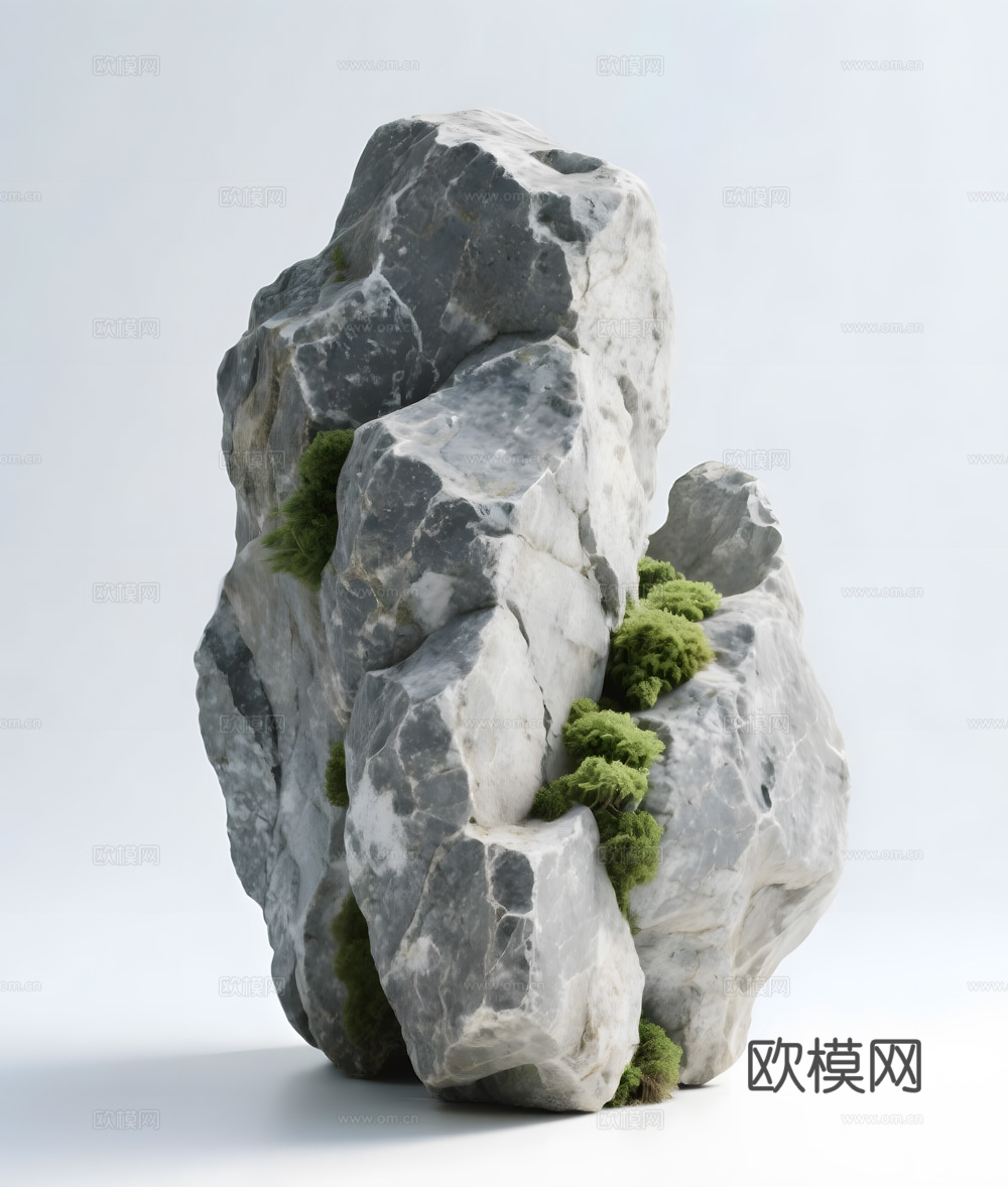 假山 石头 绿植su模型
