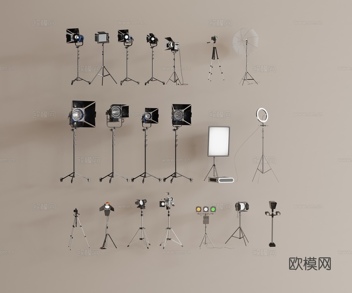 摄影棚灯具 补光灯具 摄影器材3d模型下载_ID15963436_3dmax免费模型-欧模网