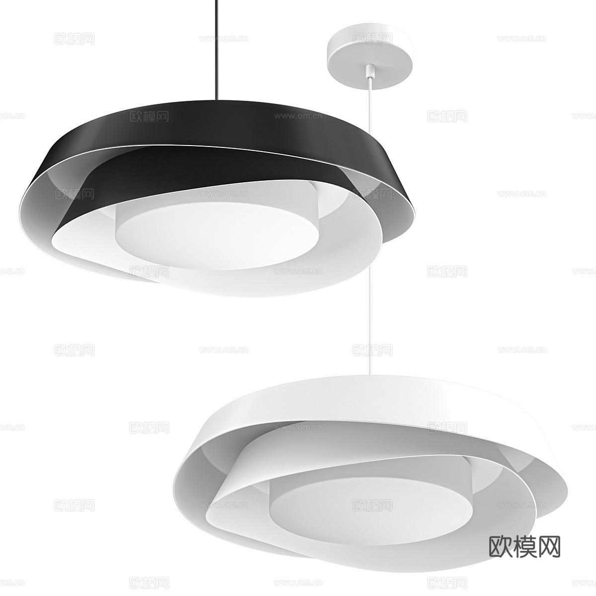 现代圆盘装饰吊灯3d模型