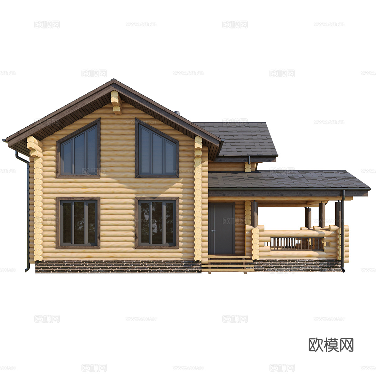 新中式原木木屋外观3d模型